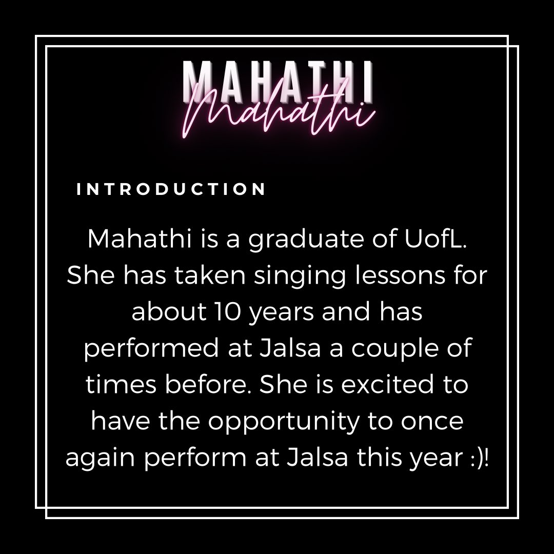 ISA_UofL's tweet photo. Mahathi 

Mahathi is an alumni of UofL and she’s back to captivate the audience with her voice! She was part of ISA during her time at UofL and she’s looking forward to taking the stage at Jalsa!  Come see her live on November 20th- you don’t want to miss it :) https://t.co/m8vM5JQxkw