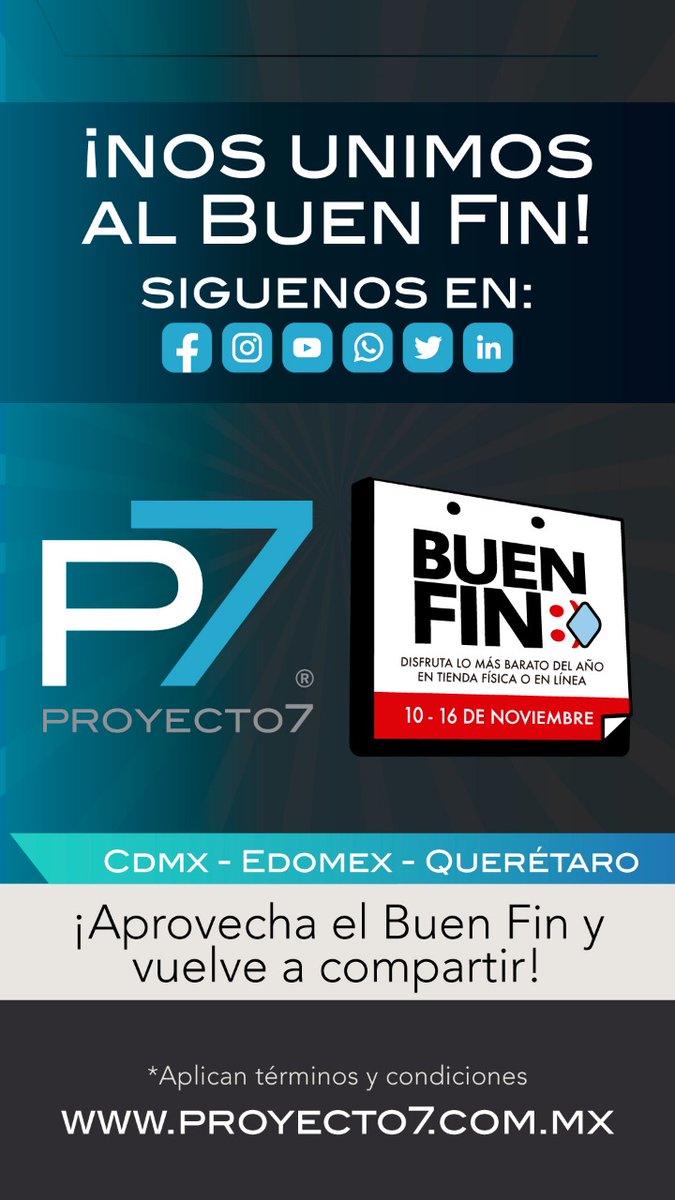 Proyecto_7's tweet photo. Las mejores ofertas del año también incluyen todos tus proyectos ¡Te esperamos en este Buen Fin!  

#Proyecto7 #BuenFin #businesscenter #coworking #oferta https://t.co/ghhE14dNxu