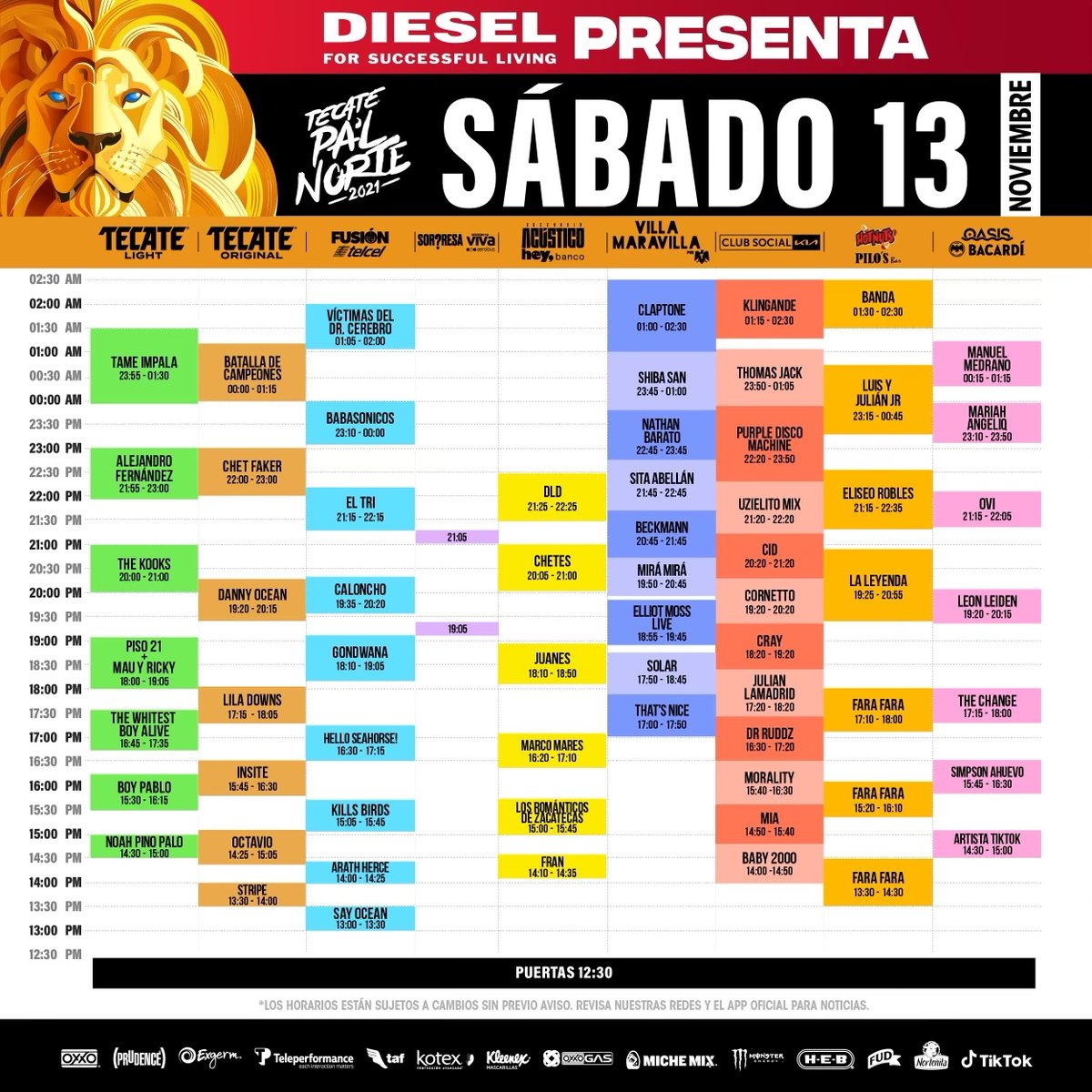 lineup_mx's tweet photo. HABEMUS horarios oficiales de @tecatepalnorte 👑🦁 ¡hora de empezar a planear! #LineupSeVaPalNorte https://t.co/mF948S3YSp