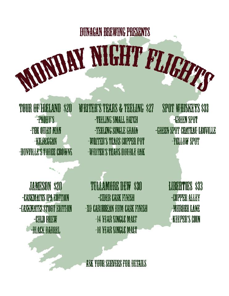 DunaganIrishPub's tweet photo. Why not join us on Monday evenings from 4pm to close and take advantage of our Monday Night Flights promotion. Come sample whiskies from all corners of the emerald isle whilst enjoying good food and good company.

When You're Here You're Home

#mondaynightflights
#dunaganirishpub https://t.co/n3RDoeUTDj