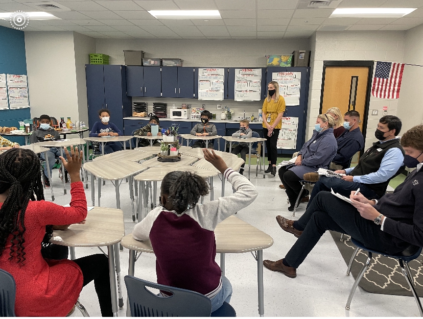 madisonschools's tweet photo. @LeadershipHSV  visited 3 MCS schools today for learning insights &amp; talks with students. Great discussions for these area business leaders. Stops included Midtown Elem, PreK and Liberty Middle. LMS students in its ELC class served coffee/donuts...#mcslearn https://t.co/u3cKhJL5oC
