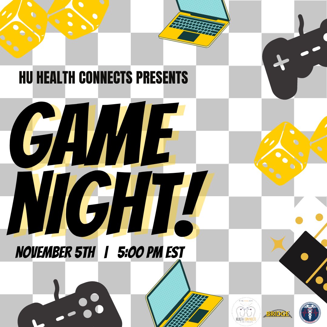 hconnectshu's tweet photo. Looking for something to do besides school work? Come to the Health connects game night to relieve stress and recharge. Life is a game, so it’s time to entertain! Join our virtual game night on November 5th @ 5PM Ready. Set. Game on!🤍💛🕹 https://t.co/7nqJvoDn17