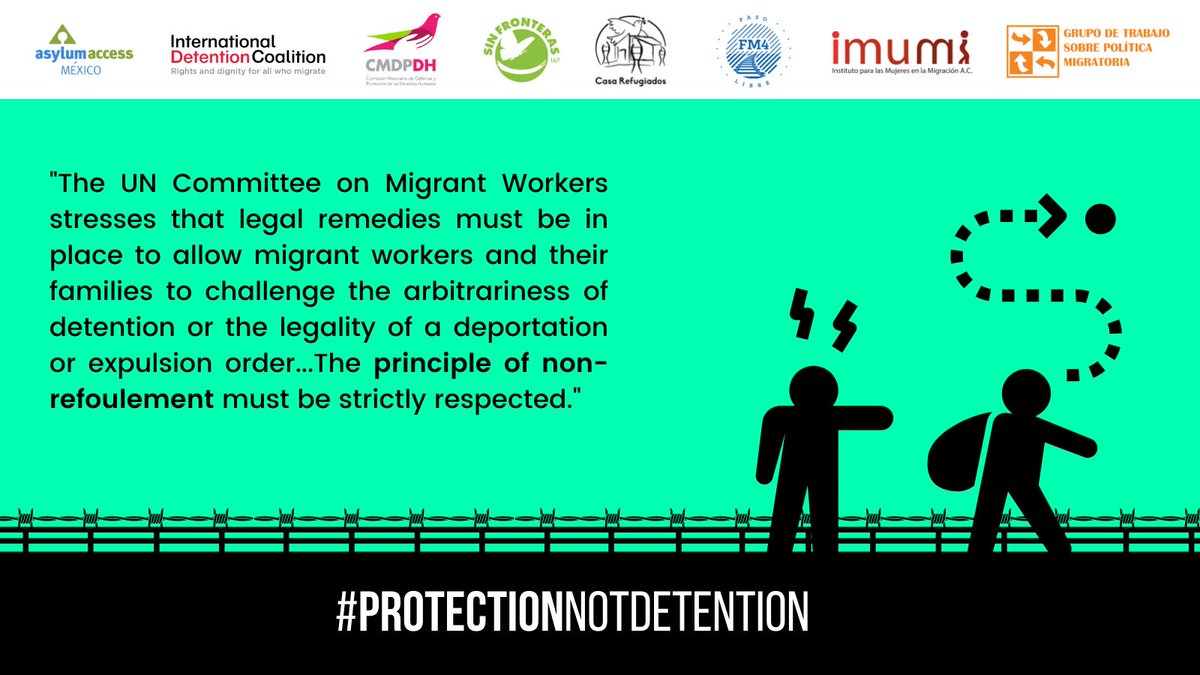 IDCAmericas's tweet photo. The @INAMI_mx must ensure that asylum seekers in #Mexico have access to legal representation in detention centers, and guarantee the principle of non-refoulement. Read more @UN_CMW https://t.co/1QgB4IudR5 #ProtectionNotDetention https://t.co/FyB55eFiCy