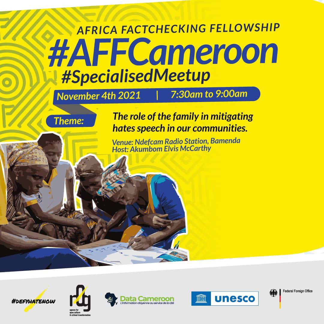 VerinaMondua's tweet photo. #AFFCameroon Cohort 5 Bamenda Fellows. Let us continue the journey 2 a #HatefreeCameroon. Follow us on Ndefcam radio station &amp; be enlightened on the role of the Family in Mitigating Hate speech.#defyhatenow @UnescoYaounde @AdisiCameroun @intertwilight @CCMN237 @Center4advocac1 https://t.co/HdGdLMVYBM