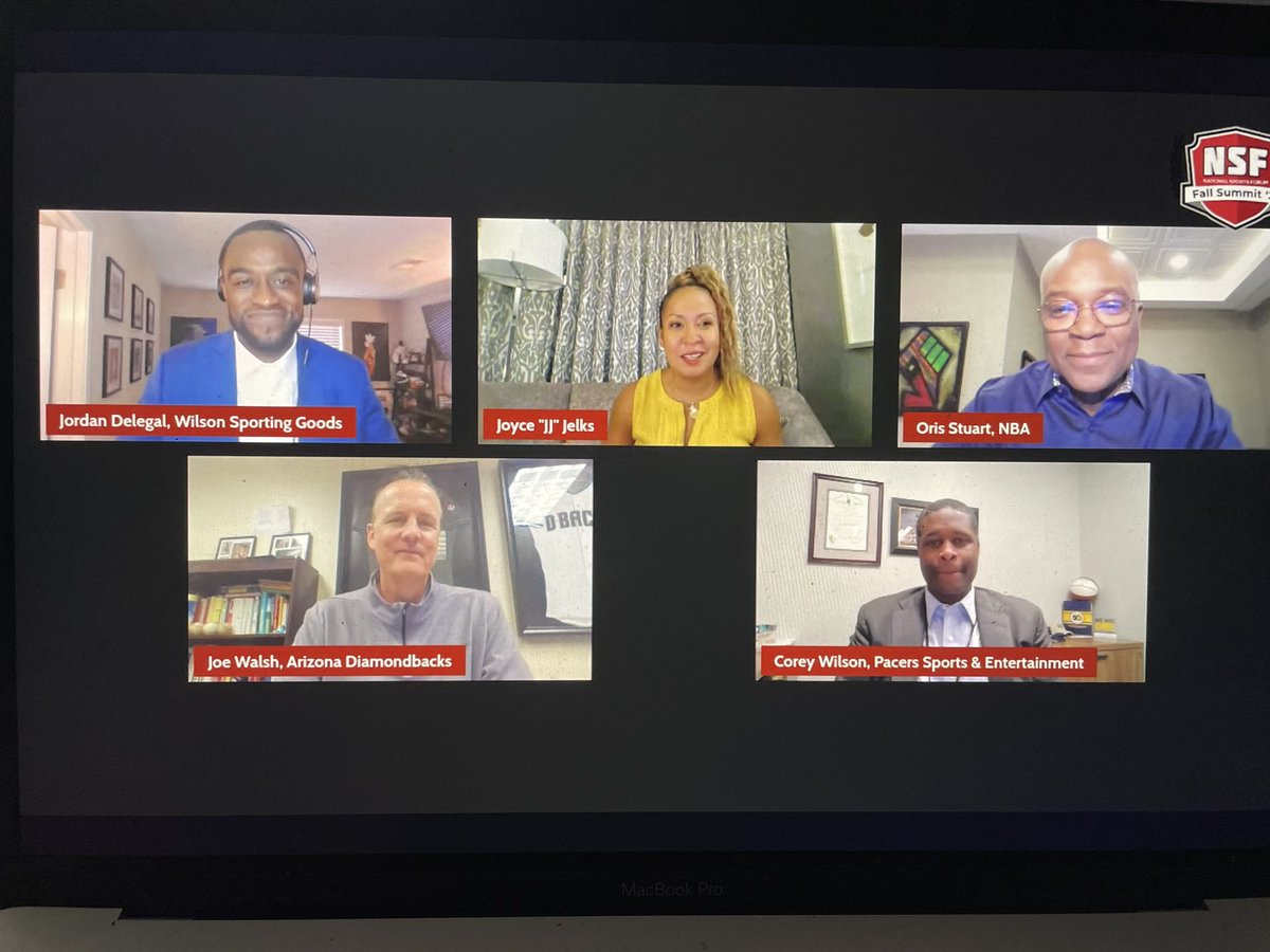 drnalanibutler's tweet photo. Great panel with @_delegal, #JoyceJelks @OrisStuart @JoeWalsh #CoreyWilson for the #NationalSportsForumSummitt  session on #DiversityEquityAndInclusion. Appreciated your words on #Culture #Purpose and #RippingTheBandAid off to create a safe space for authenticity and diversity. https://t.co/luR6AJApgb