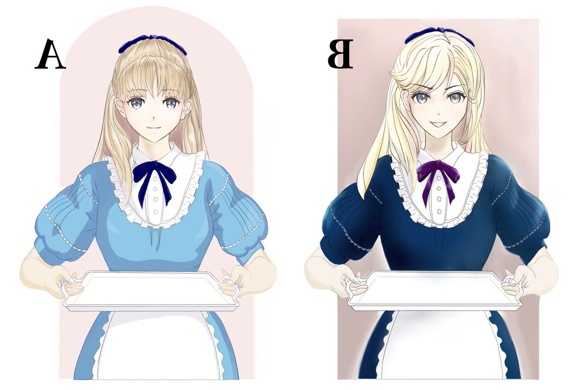 YuSu67798486's tweet photo. 正面顔の練習アリス。
ようやく終了。ここまで半年以上かかった。
決め手は素体集。バランスを整える事が出来た。もっと早くにやってれば。

AB並べると何故か互いの違和感がすぐわかる。
正面顔は2度と描かない。 https://t.co/p8c438DiOe