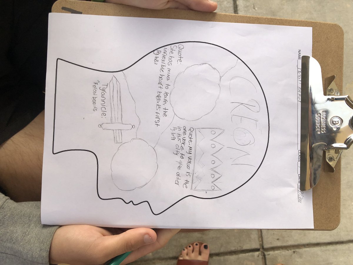 DrVictoriaWard's tweet photo. @TreyKraemer @BrianneKalkman @KFragaEd Class change of scenery!Great collaboration!Restoring depleted attention.Increasing intrinsic motivation &amp; student engagement.Raise student achievement! @HumbleISD_AHS @HumbleISD @ahsacademics 
#HumbleELASpirit #CharacterHead #Antigone https://t.co/O373oFvKRg