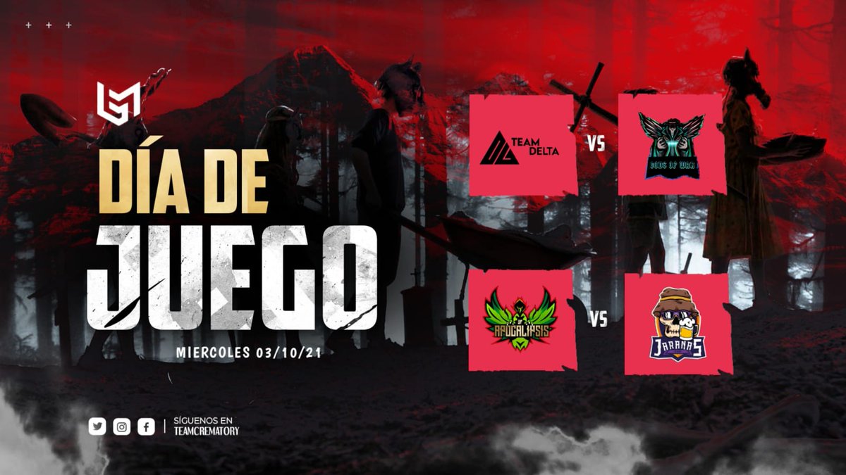 LigaMorgue's tweet photo. #LigaMorgue | ¡GRUPO D! 🔥

Dos grandes encuentros nos esperan el día de hoy, todos en busca de la victoria. 💪🏼

~ Team Delta 🆚 King Of War
~ SF Apocalipsis 🆚 The Jaranas 

¿Quién es tu favorito? 🤔

#GoMorgue ⚰️ https://t.co/Yx5SbV8Z3N