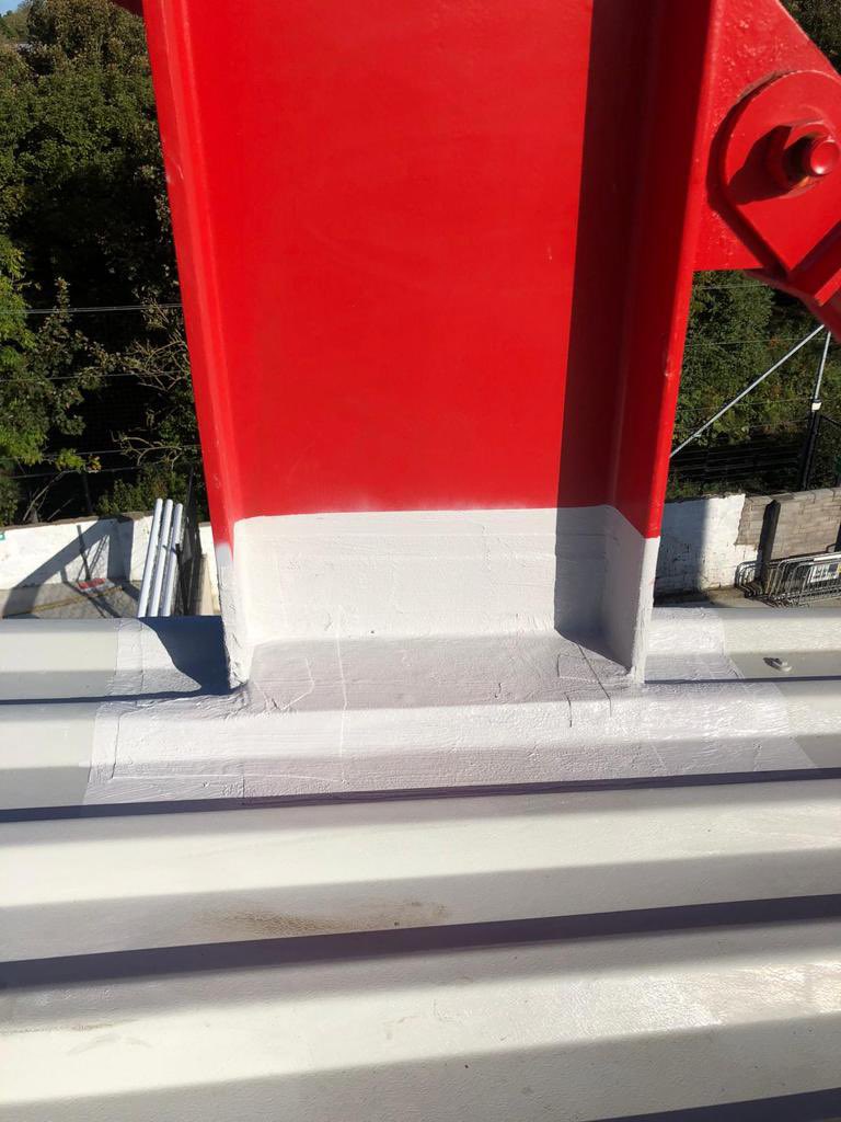 The GBS Roofing team has just finished a waterproofing project at Larne Football Club using @TriflexUK ProDetail - the fast curing and durable finish protects roof details which can be prone to water ingress.