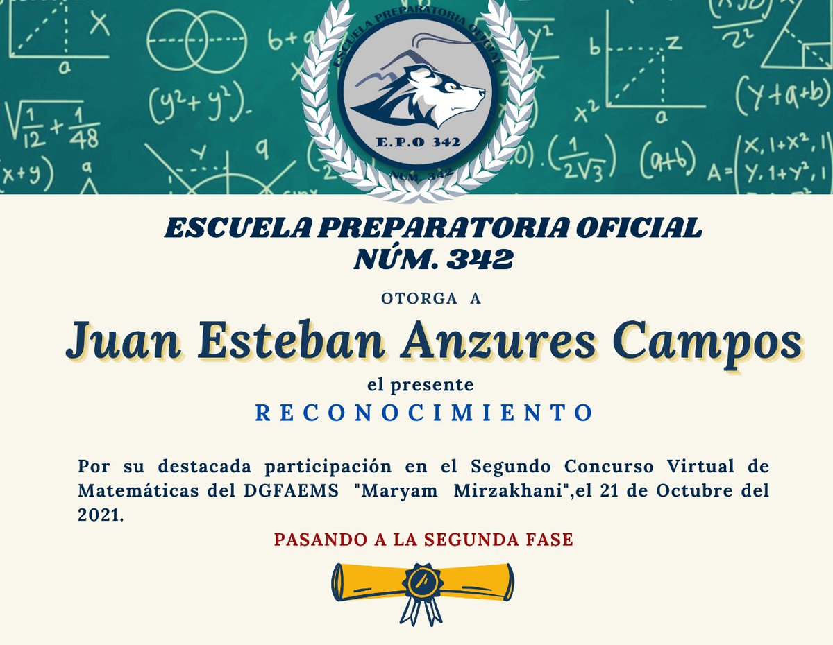 epo342's tweet photo. Felicitamos a los alumnos que pasan a la segunda fase del concurso virtual de matemáticas
#lobos342
@zonabg50
@israeljeronimol https://t.co/sKEXGrQyDd