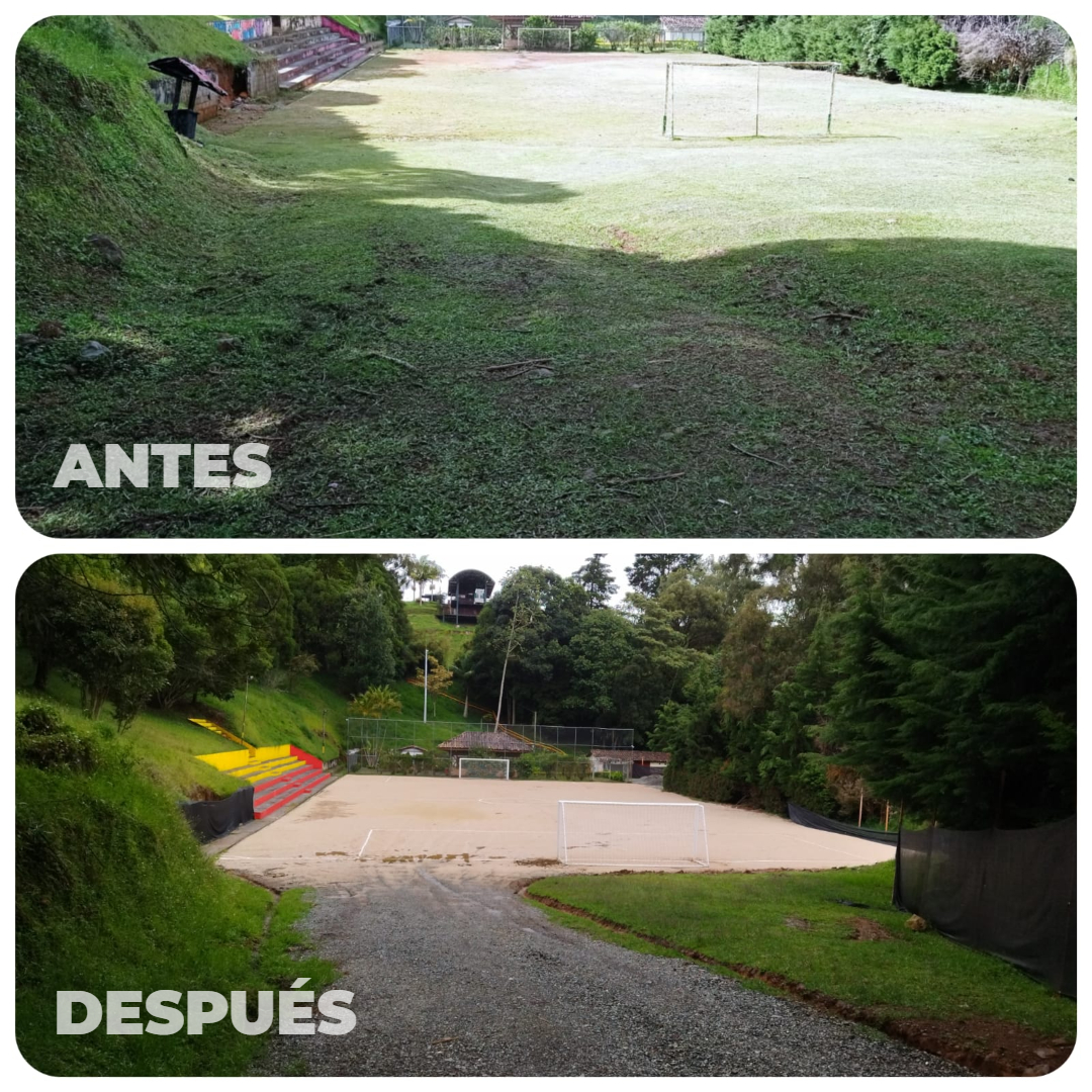 AGAColombia's tweet photo. #EnImágenes📸 #HechosCumplidos 🤩
Entregamos la cancha de arenilla ubicada en el Jardín Botánico Los Balsos. 
Este escenario deportivo cuenta ahora con una nueva infraestructura como arcos de fútbol, demarcación de líneas, áreas y circulo central.
#MineríaConPropósito🌳🐝🐯 https://t.co/pT10D2eGEQ