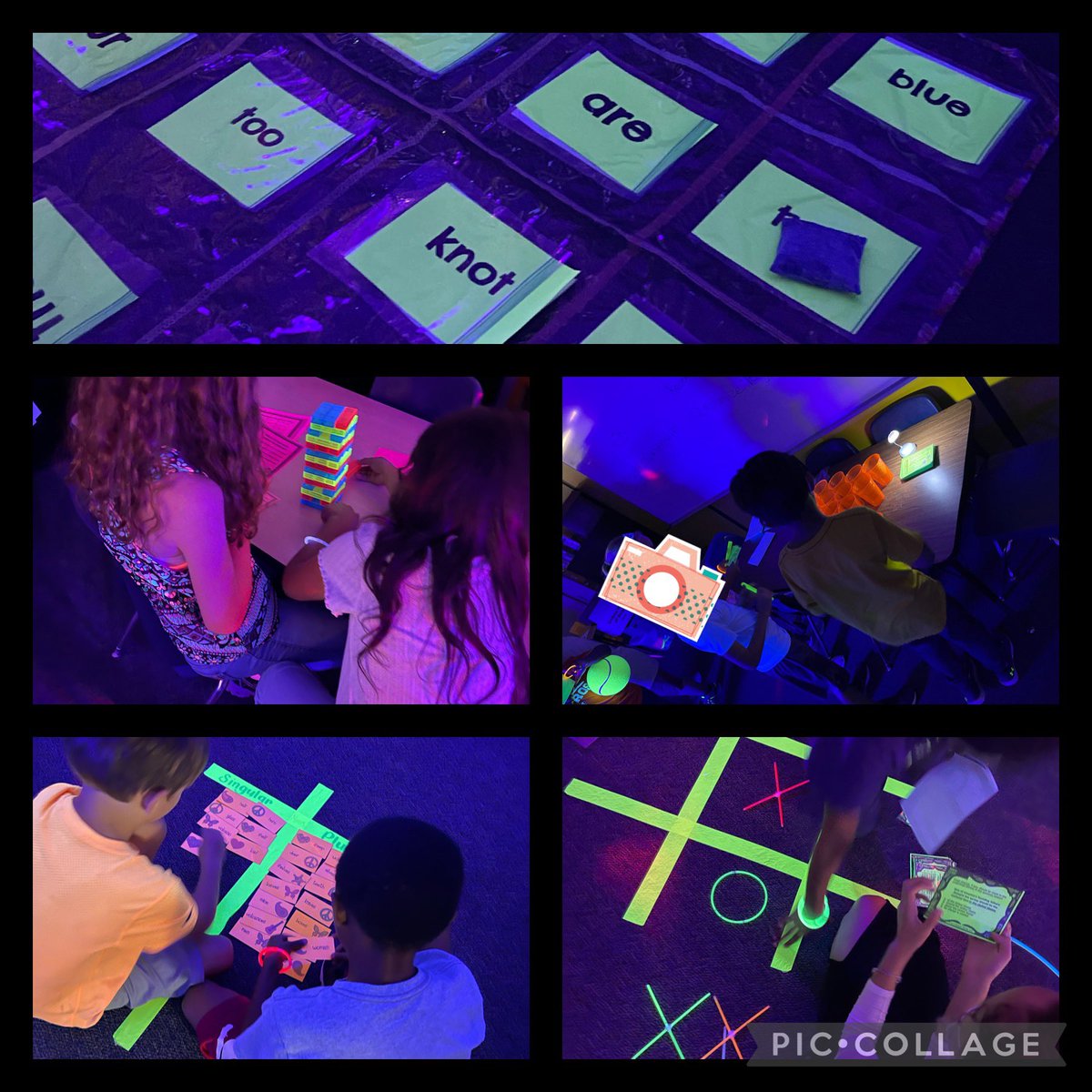 FeldhausSuzanne's tweet photo. GLOW GAMES to review for our writing CCA was a huge success!! Thanks to my team @MrsManchester4 &amp; @TuerRebekah for helping prep and @GOESLibrarian for sharing your supplies. @BenferKISD @Benfer4th @KISD_Literacy #BenferBobcats #GLOWGAMES #writingreview https://t.co/FQ7REiNGQF