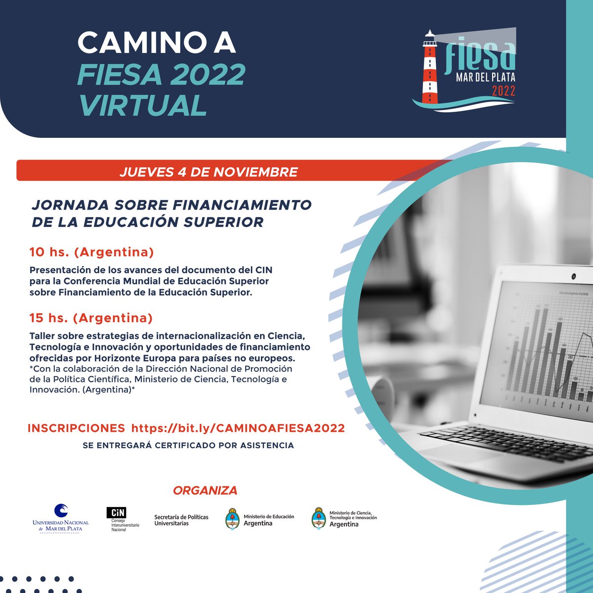 ¿Ya te inscribiste?
Te esperamos mañana jueves 4 de noviembre en la Jornada de Financiamiento de la Educación Superior.

¡Te esperamos!

Inscripciones: bit.ly/CAMINOAFIESA20…

#CAMINOAFIESA2022