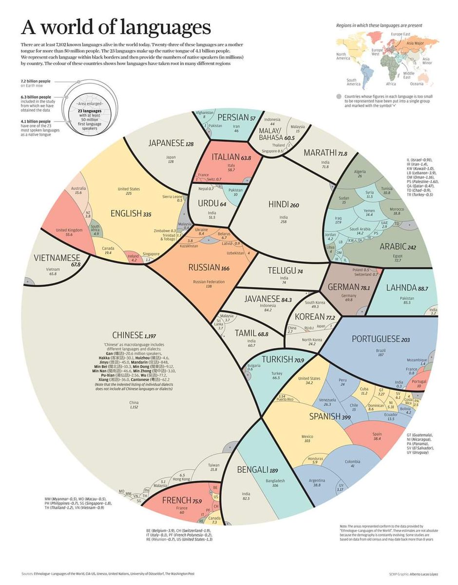 raul_detena's tweet photo. El verdadero tamaño de cada idioma del mundo, ilustrado en este estupendo gráfico. Curioso, ¿verdad?

#AWorldOfLanguages https://t.co/ImcB8tIRNq