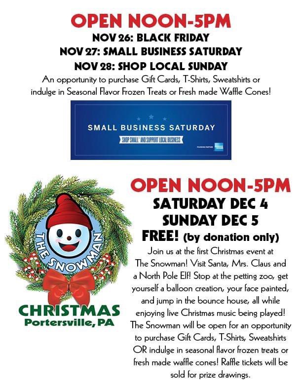 TheSnowman488's tweet photo. We plan to reopen over Black Friday weekend on November 26-28 and the following weekend on December 4-5 will be the first Christmas event at The Snowman (Free! by donation only). #butlercountypa #shoplocal #butlercountyexploremore  #christmasgifts #stockingstuffers https://t.co/rk5X4739f9