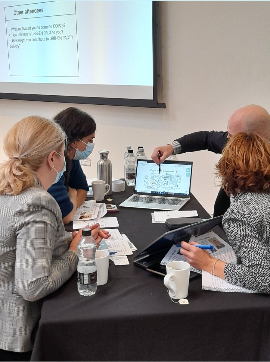 Urb_En_Pact's tweet photo. Enthusiastic 🌟in-person🌟 kick-off meeting of our delegation in Glasgow! So happy to debate again and bring the voices of our territorial living labs!
Keep cool and @Urb_En_Pact 💪♻️
#COP26 #copaction @URBACT https://t.co/hoMgIRDncs
