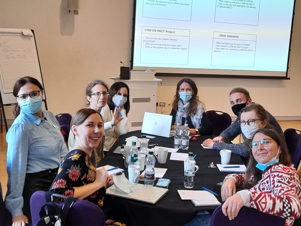 Urb_En_Pact's tweet photo. Enthusiastic 🌟in-person🌟 kick-off meeting of our delegation in Glasgow! So happy to debate again and bring the voices of our territorial living labs!
Keep cool and @Urb_En_Pact 💪♻️
#COP26 #copaction @URBACT https://t.co/hoMgIRDncs