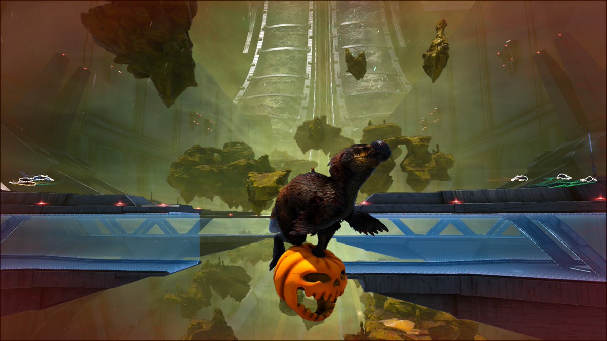 AllenOLantern's tweet photo. How I celebrated Halloween in Ark Fear Evolved. My base is pumpkins and pumpkins, my mantis is a ghost, and my Dodorex have giant pumpkins under them.
It's to much fun.
#ARKSurvivalEvolved #survivetheark #arkart #playart #arkfearevolved #gaming #halloween #dodorex #horror #spooky https://t.co/wt3S5Htz3p