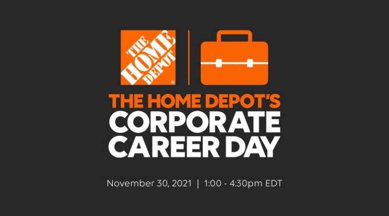 Be sure to join The Home Depot’s virtual Corporate Career Day on Nov. 30th. Explore career opportunities, tune into talks with our leaders, connect with recruiters, and more! Register today: thd.co/careerday