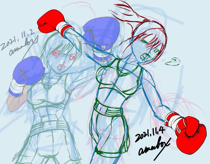 本日の朝のグローブ描き(4日目)は一昨日描いてた絵の続きで、殴られた側のボクシンググローブを描きましたφ(^o^)
作業動画はあとでYouTubeにアップします(^^) 