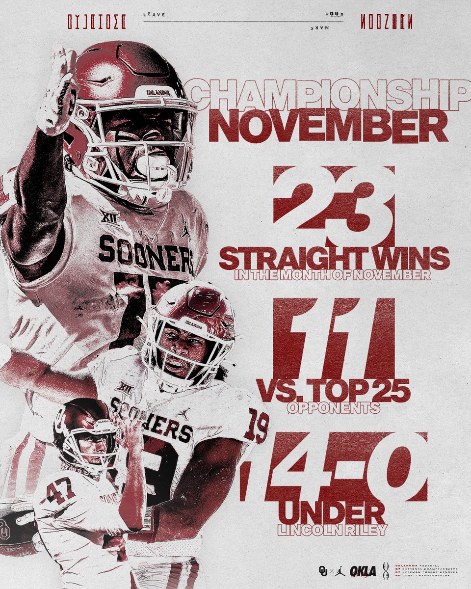 OU_Football's tweet photo. Our favorite time of the year.

#ChampionshipNovember https://t.co/266szsVesk
