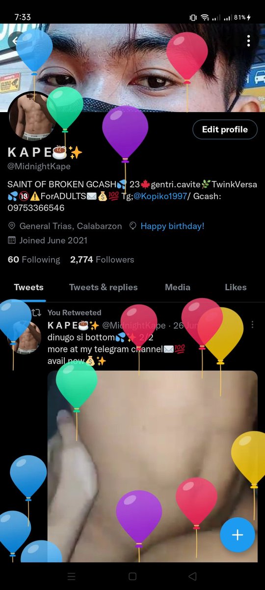 MidnightKape's tweet photo. may pa baloons si twitter😂💦 https://t.co/UQrfNSVpsZ