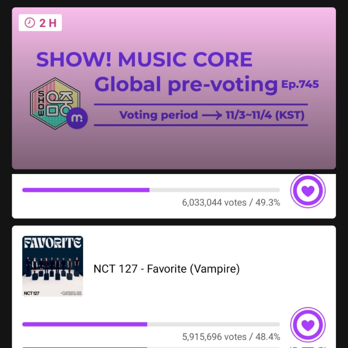 empathyoonoh's tweet photo. SHOW! MUSIC CORE 
GLOBAL PREVOTING 

if you haven't yet, make sure to vote for #NCT127 'Favorite' in the app 🔻
https://t.co/B1SR4nfsdl https://t.co/CzKwBlA3mr