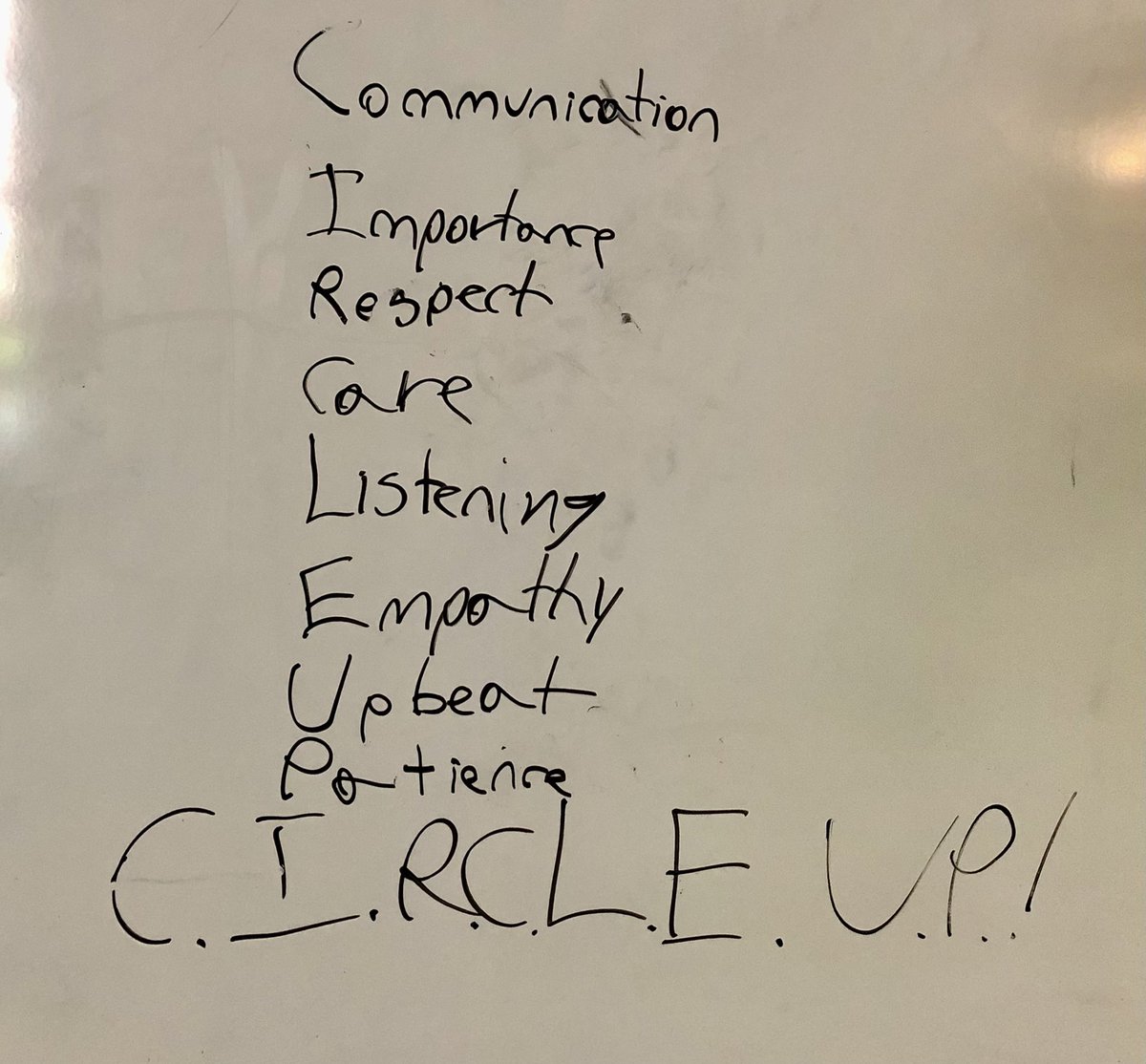 During a great restorative circle today, one of my students was taking notes as we reviewed important traits of our classroom culture. As we were wrapping up our discussion, he came up with this acronym. Kids are capable of amazing things. #nkcschools
