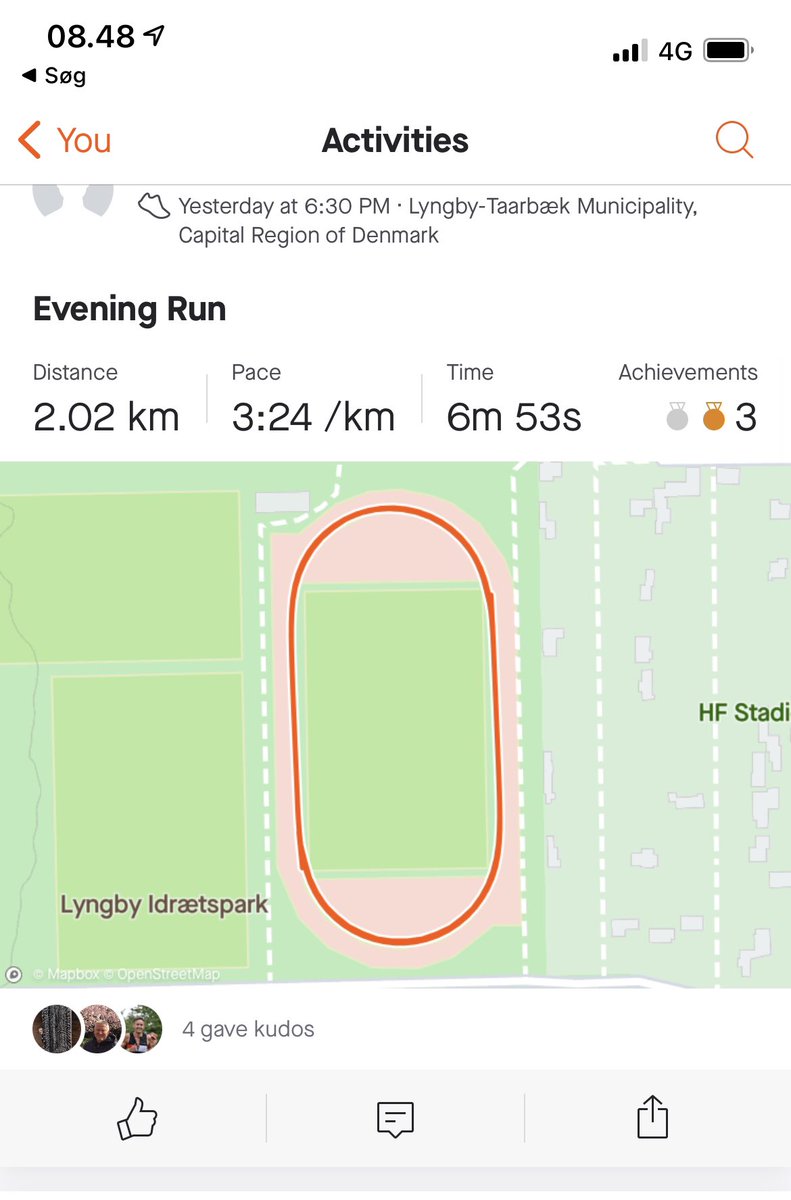 RunLyngby's tweet photo. So yesterday I ran 3 km warmup: pace 4:56, followed by 2 km fast 3:24 pace and 2 km cool down 5:32 pace. All in all 7 km. Followed by a 1,5 km swim #run #running #runchat #runningchat #swim #swimming #swimchat https://t.co/t8NEGLbtUU