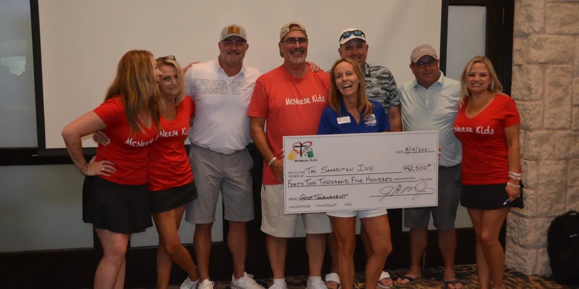 Thanks to sponsors, donors, and volunteers, McNeese Kids was able to donate $42,500 to the Samaritan Inn through their Inaugural Charity Golf Tournament! <a href="/SamaritanInnOrg/">The Samaritan Inn</a> #McNeeseKids #Donate #Charity #ChildreninNeed #SamaritanInn
