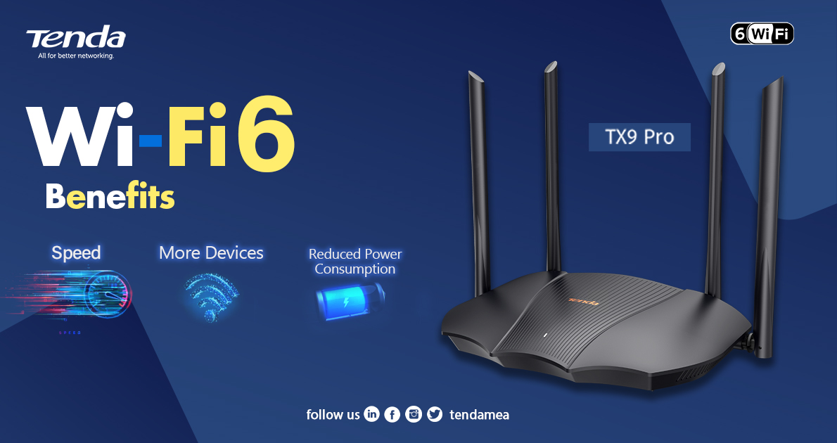 Tenda WiFi 6 AX3000 Smart WiFi Router, Dual Band Gigabit Wireless