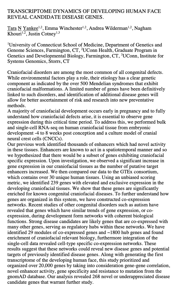 jxtxFoundation's tweet photo. #GI2021 Session 4 talk: Transcriptome Dynamics of Developing Human Face Reveal Candidate Disease Genes, by @jxtxFoundation awardee @Tara_Comp_Bio of @UConnResearch at @cshlmeetings https://t.co/8LXZLmeAO4