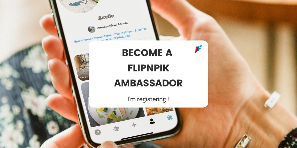 ⚡️ We are launching our “Ambassadors” program in Paris and Annecy and we are looking for candidates in these two cities in France! 🇫🇷

🤝 Join the FlipNpik adventure and help promote local business by sharing your favorite addresses!

👉🏻 flipnpik.eu/devenir-ambass…