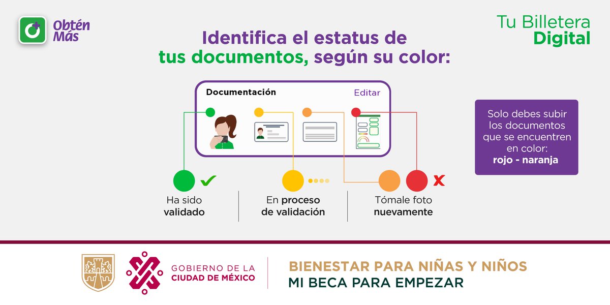 Obten_Mas's tweet photo. 🟡 Si tu documento se encuentra en color amarillo, espera a que se realice la validación...
🔴🟠 Únicamente sube los que se encuentren en color rojo - naranja
#ObténMás https://t.co/fpROs5WkNI