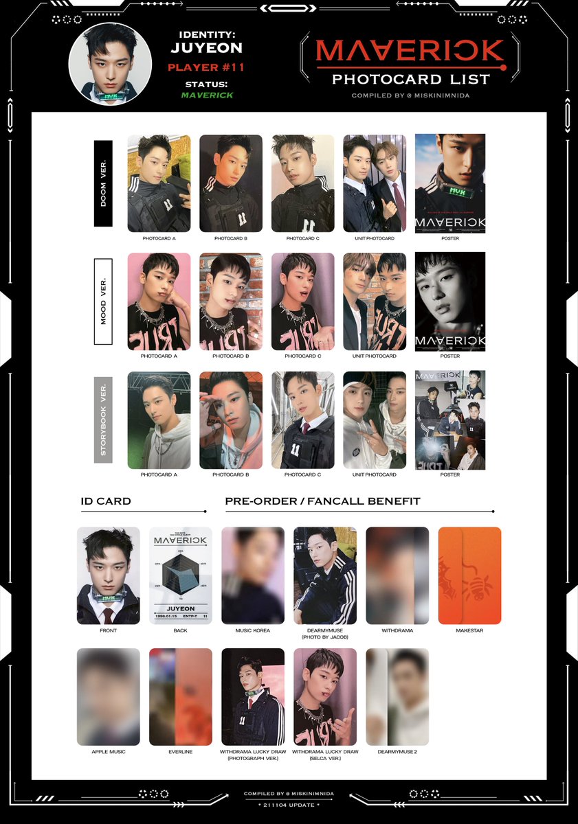 📟 the boyz maverick photocard template/list — [ 211104 ver