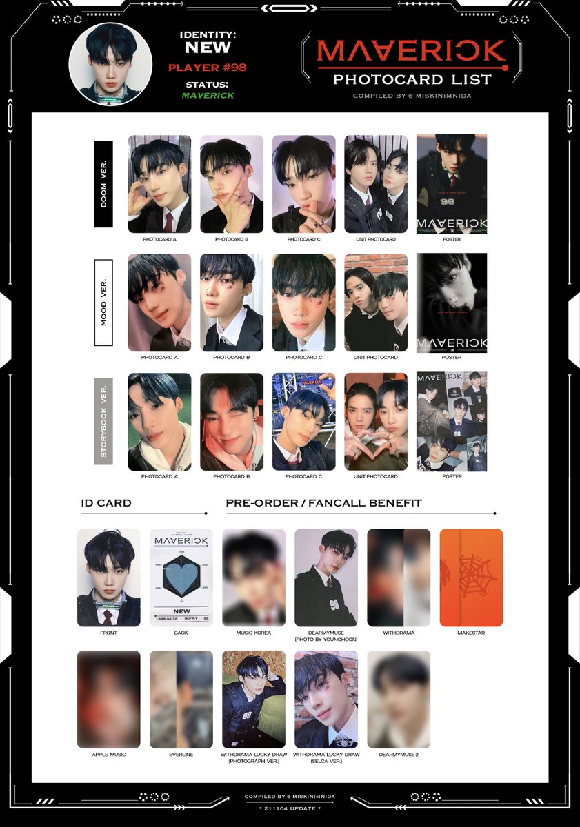 📟 the boyz maverick photocard template/list — [ 211104 ver