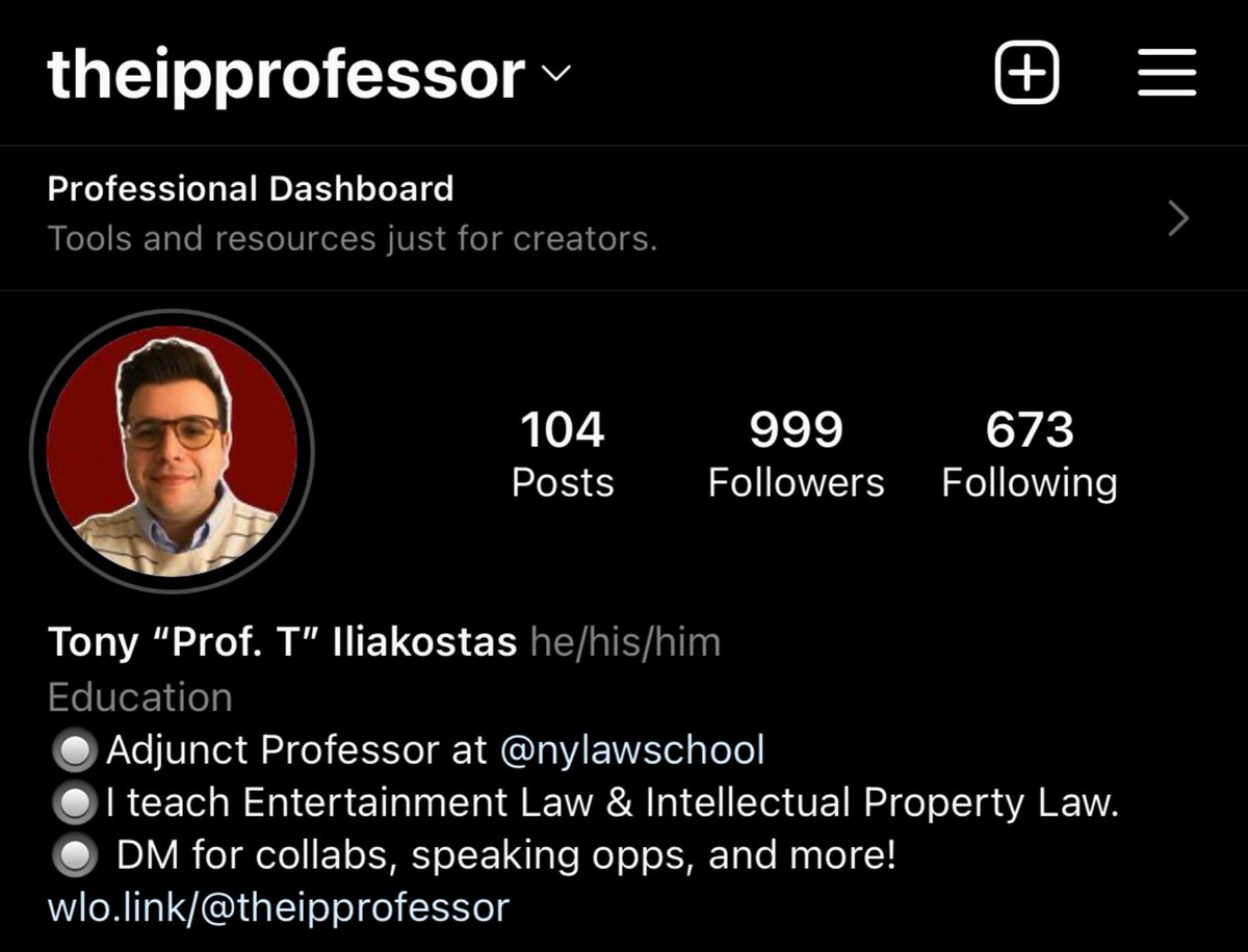 Sooooooo………who will be my 1000th follower on IG? Follow me: Instagram.com/TheIPProfessor #LawTwitter #IntellectualProperty #TheIPProfessor
