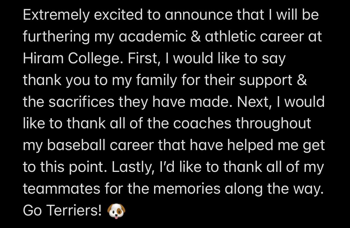 isaiahhaas11's tweet photo. Committed✅  
@Hiram_Baseball @PBrua_6 @PerryPiratesBB @b2_baseball @CoachHaas2150 @coachKimmick https://t.co/P74qyk16Ut