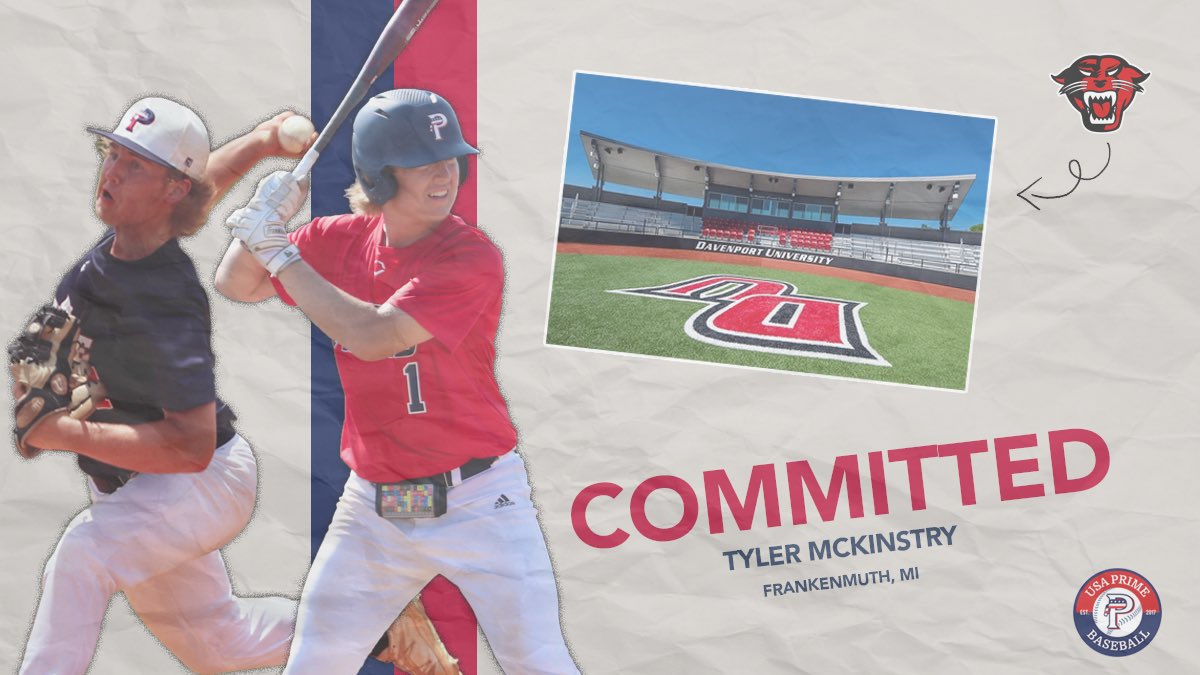 tymck01's tweet photo. I am very excited to announce that I will be continuing my academic and athletic career at Davenport University! Thank you to my family, coaches, and friends who have helped and supported me along the way. Go Panthers! @DU_BSBALL @USAPrimeMI2022 https://t.co/lhMoxaRktp