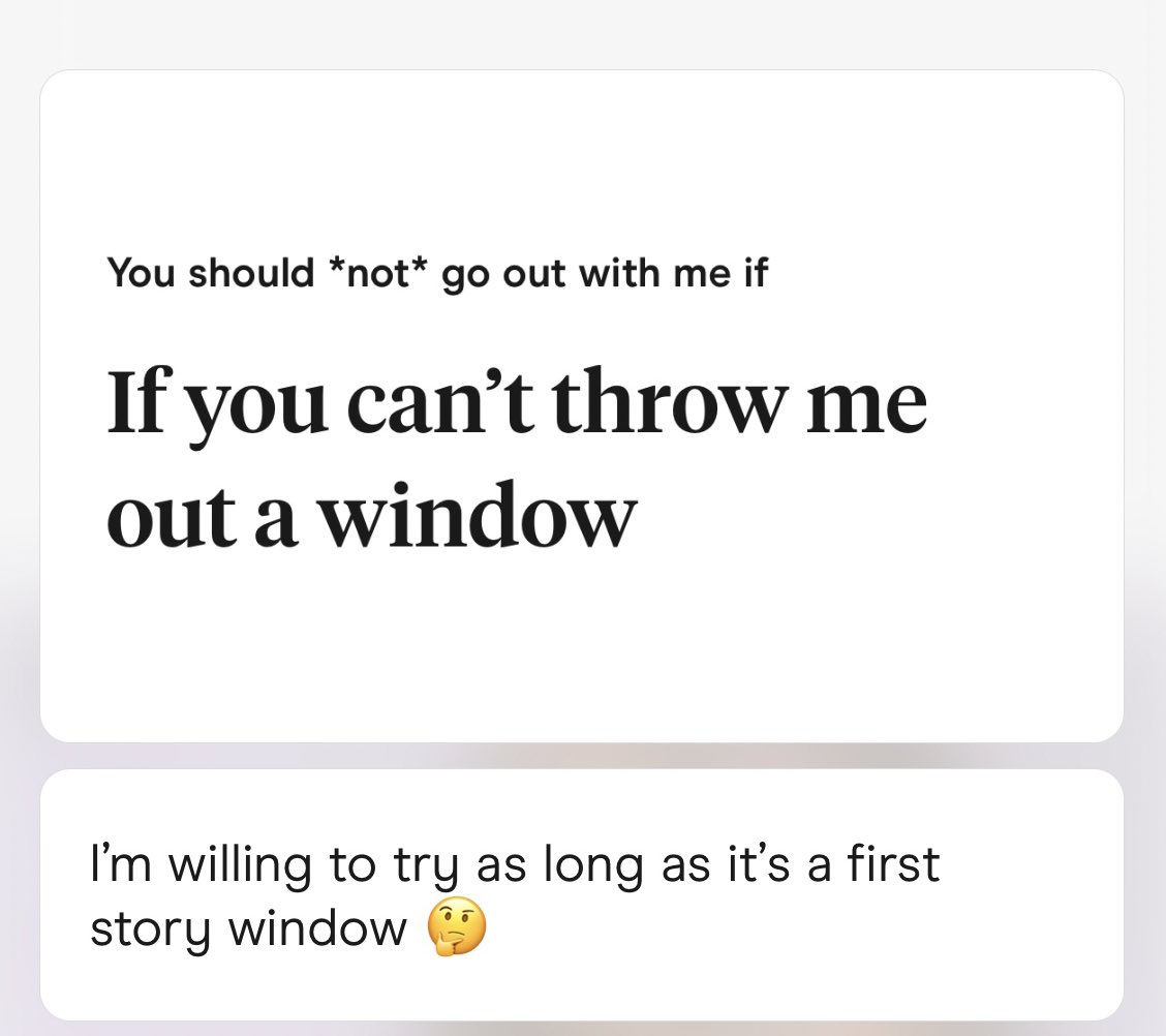 jakecrider's tweet photo. Maybe why I’m single… 1/? @hinge #dating #singlelife #DatingAdvice #tinder #bumble https://t.co/4s4vyrzPq6