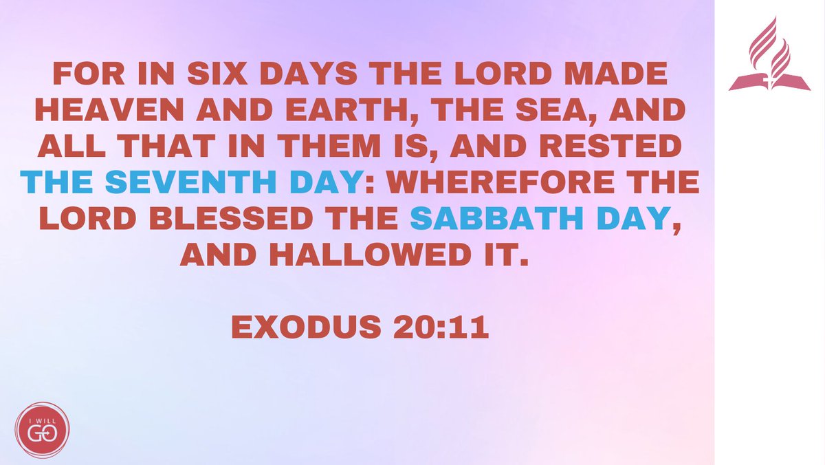 iwillgoph's tweet photo. For in six days the Lord made heaven and earth, the sea, and all that in them is, and rested the seventh day: wherefore the Lord blessed the sabbath day, and hallowed it.  Exodus 20:11

#IWILLGO #ADVENTIST #HAPPYSABBATH https://t.co/V5OB1jsOIh