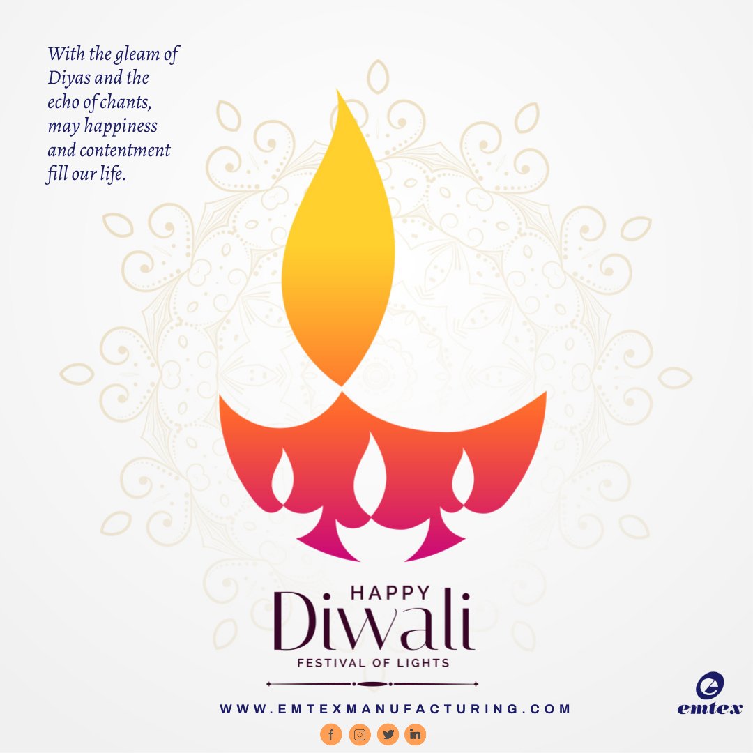 emtex_machines's tweet photo. Have a wonderful #Diwali ! Becoz of the Diwali🪔✨🎉🪔 atmosphere, which is present everywhere, happiness is in the air. Every1 u encounter should be showered with love, attention, & excitement. Celebrate this joyous day by spreading rays of peace & kindness.
#Emtex Family https://t.co/mmBeJonxMu