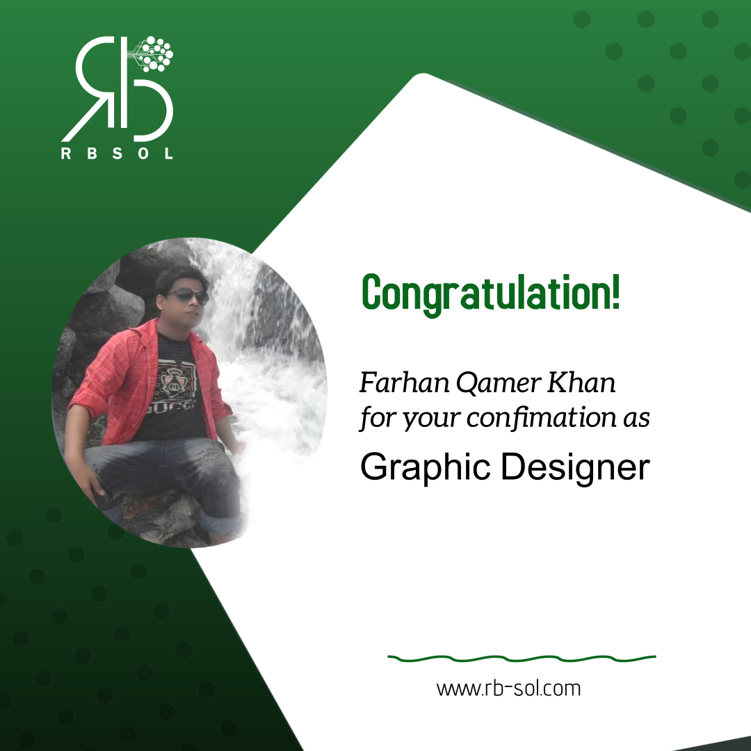 rbsol_rbgroup's tweet photo. Congratulations @farhanqamerkhan on your well-deserved success π
Welcome to the team. You are such a team player ππ
#graphicdesigner #success #probation #Congratulations #rbsol https://t.co/bHJzEyzF1D