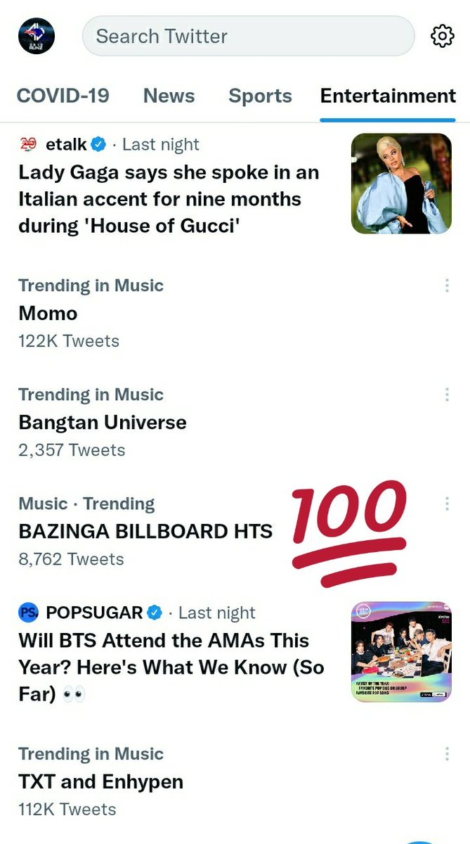 SB19Australia's tweet photo. We're celebrating!! Look who's trending in Australia under Ent. category 👀

BAZINGA BILLBOARD HTS
@SB19Official #SB19
#Bazinga_SB19 #SB19_Bazinga 

#RAWRAwards2021 #RAWRATIN https://t.co/v7mh1cqdJU