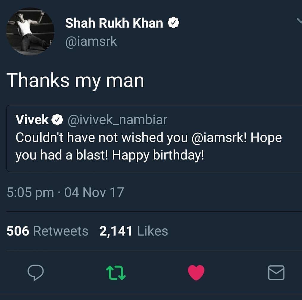 ivivek_nambiar's tweet photo. We still sharing Shah Rukh stories? 

Here’s mine. This is the only one I have (till date). 

This is how he gave me two mins of fame for no reason at all. He didn’t have to do it, but he did. 

Love you @iamsrk ❤️💙♥️ https://t.co/QSW0c0PwPW
