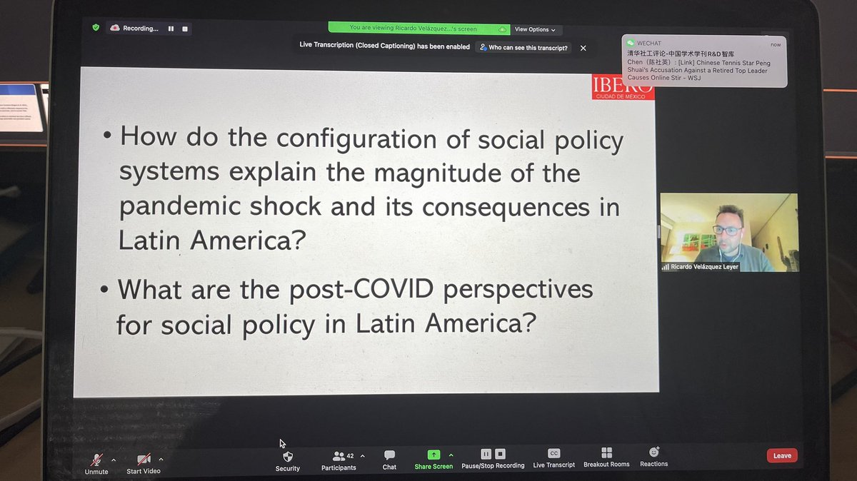 Savage_aus's tweet photo. Latin America’s pandemic response and social policy Ricardo Velázquez Leyer #ASPC21 @stefankuehner @SPRC_UNSW @lingnanuni https://t.co/xyfcEngVF2