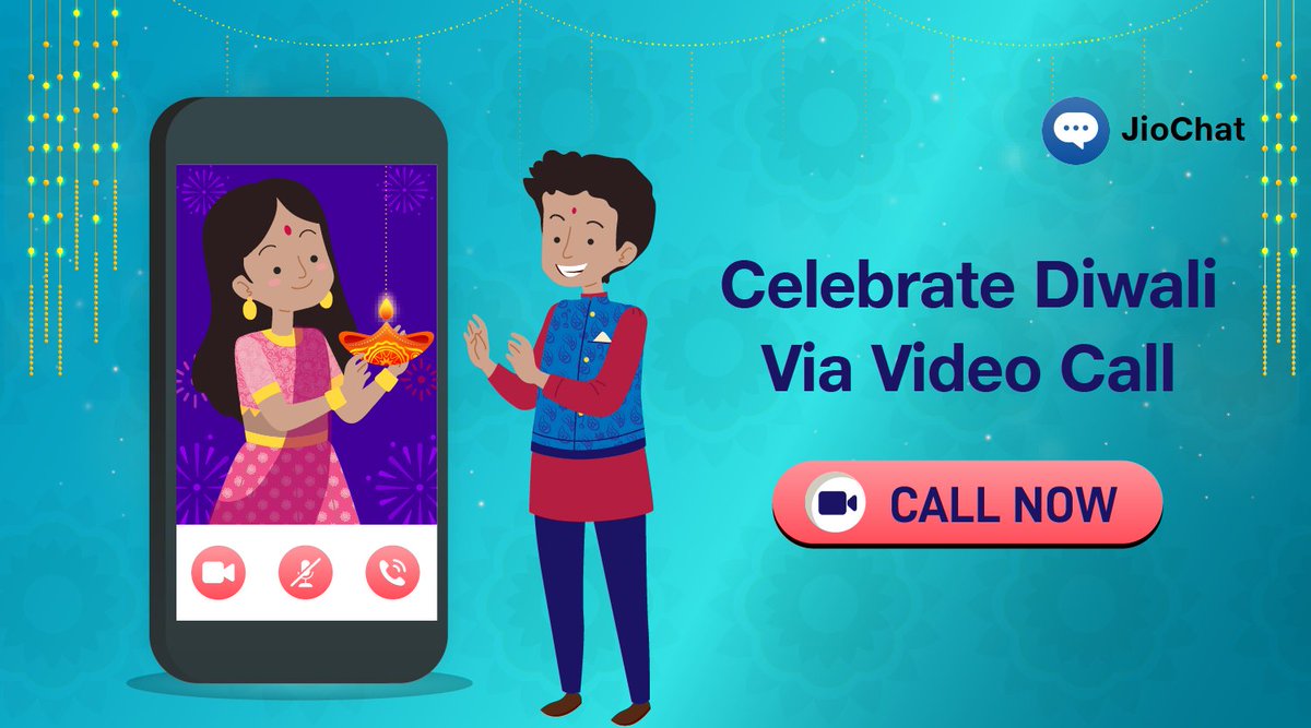 Diwali ke shubh avsar par jude rahein apnon ke saath video calls ke zariye. Download Karein JioChat: JioChat.com/get #Diwali2021