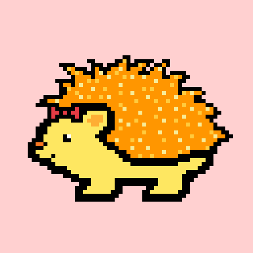 What a cute golden hedgehog!🎀🏆