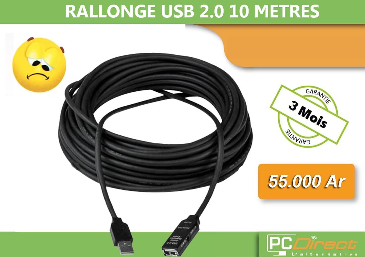 PcdirectM's tweet photo. #Ami ou #fan , misez sur cette #RALLONGE USB 2.0 de 1️⃣0️⃣ mètres de long de #pcdirectinformatiquemada pour une meilleure accessibilité des ports #USB de vos ordinateurs, téléviseurs ou tout simplement pour transférer vos photos, vidéos et musique vitesse High Speed. https://t.co/C0ew6sbUpJ