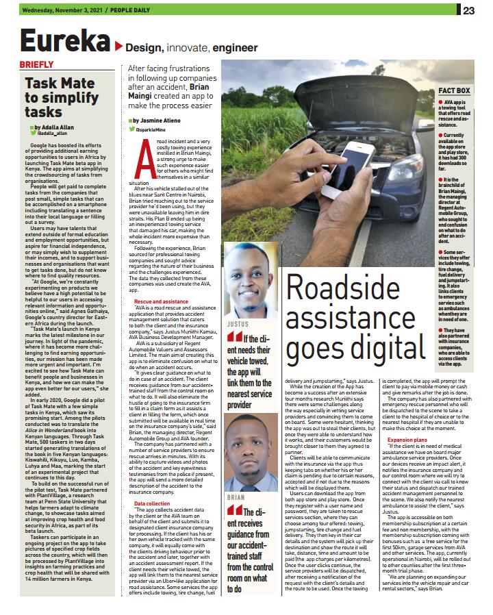 regent_valuers's tweet photo. Where the Vision takes us we lead with transformation.
AVA provides a digital foundational platform that provides Roadside Assistance solutions to the growing economy of today's business world.
Powered by Regent! 
https://t.co/aHuDavg0IN
#roadsideassistance #DigitalTransformation https://t.co/SDrSb4mjHW